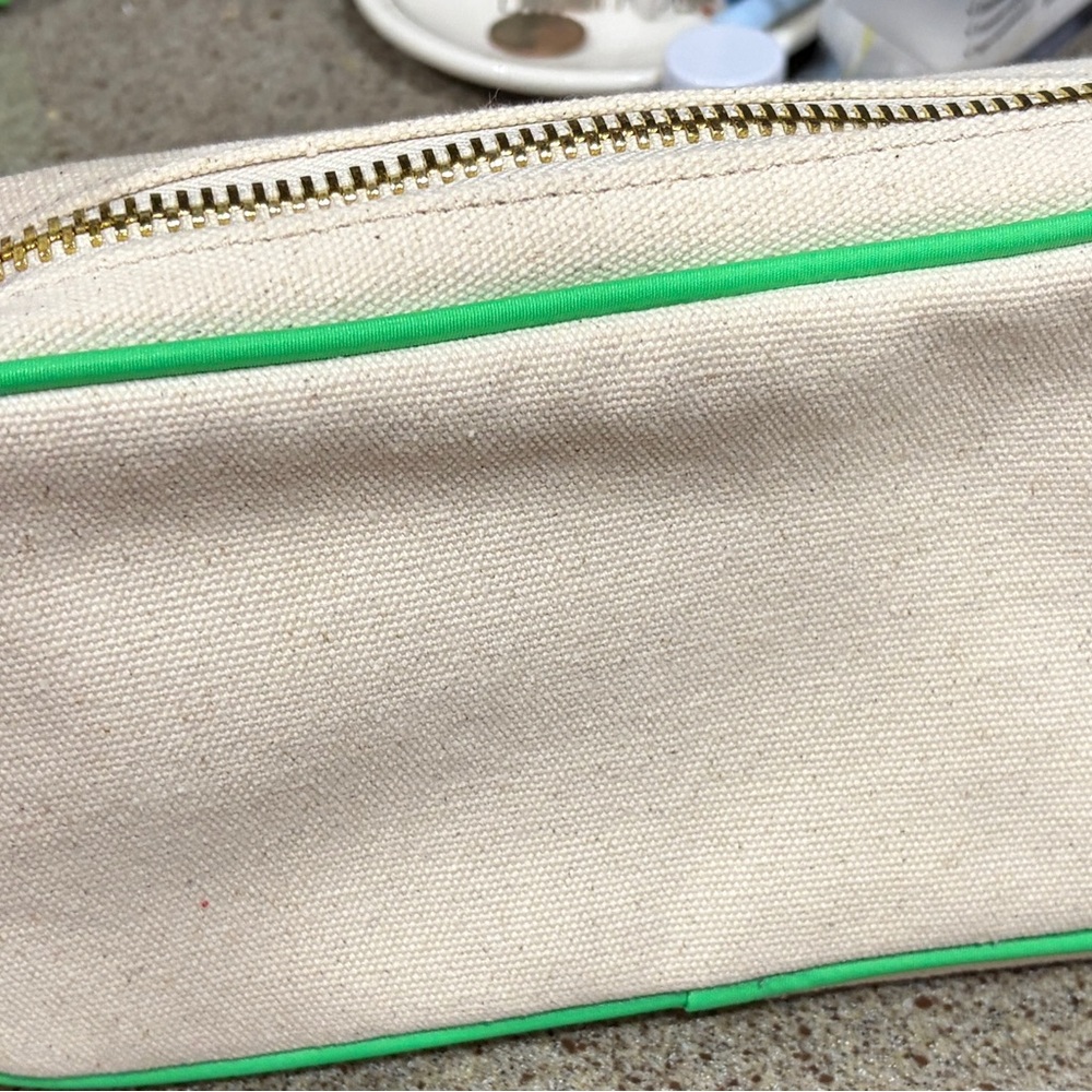 Stoney Clover lane Canvas Pouch with Green Leather Trim